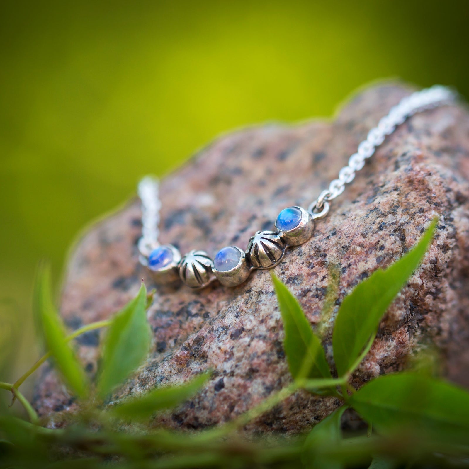 Starry Sky Necklace - Rainbow Moonstone